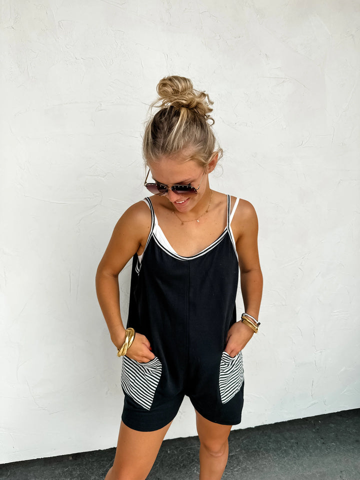 Taylor Stripe Pocket Romper (Ready to ship)
