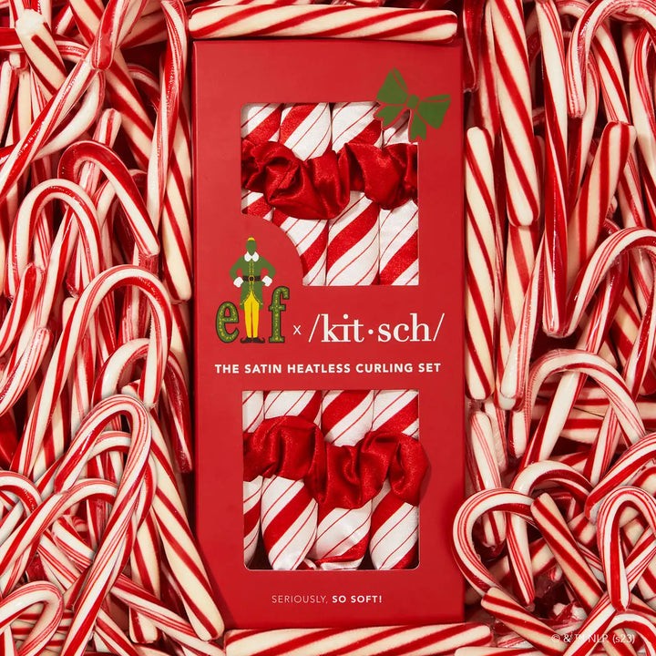 Elf X Kitsch Satin Heatless Set- Candy Cane (Ready to ship)