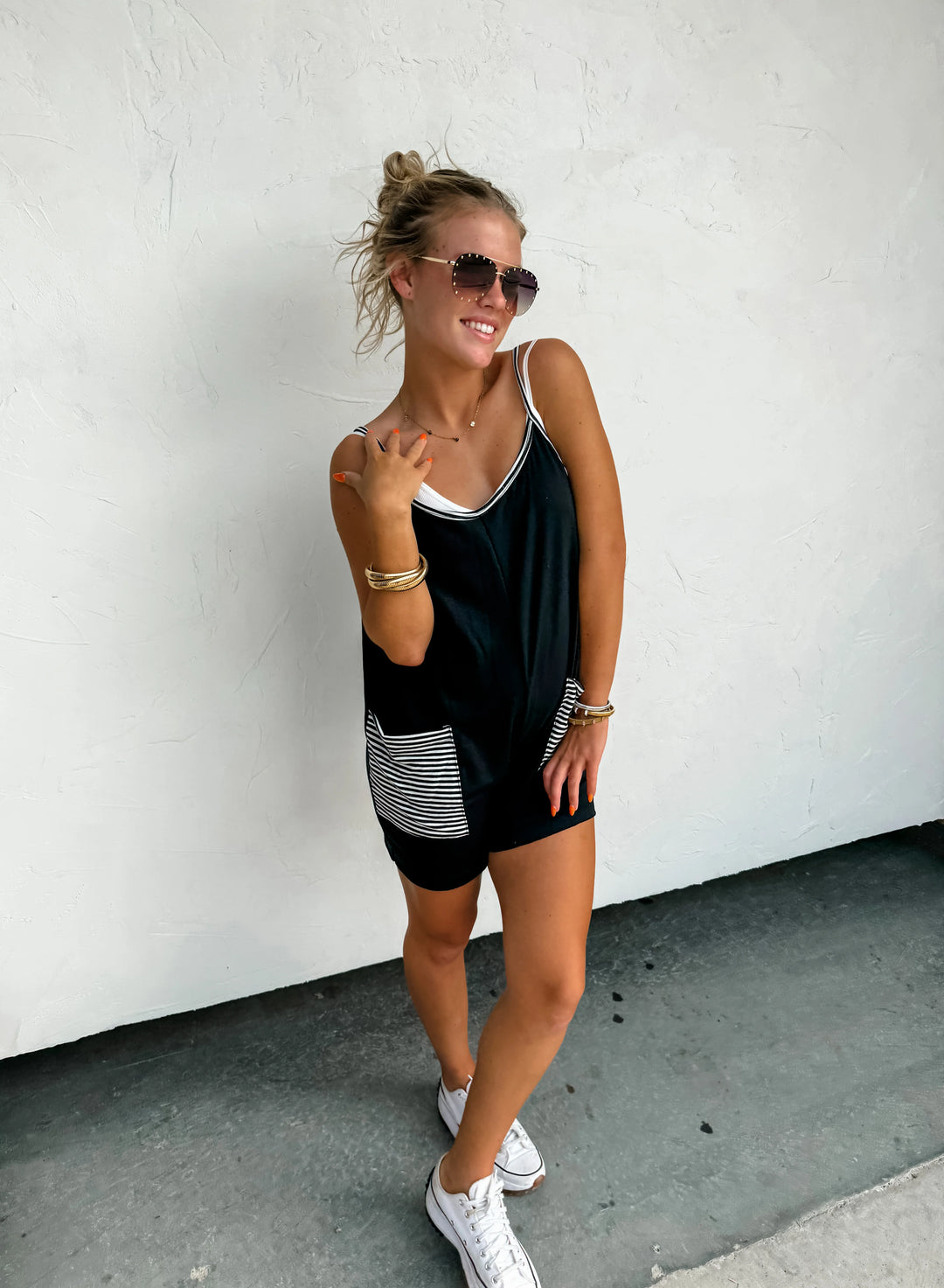 Taylor Stripe Pocket Romper (Ready to ship)