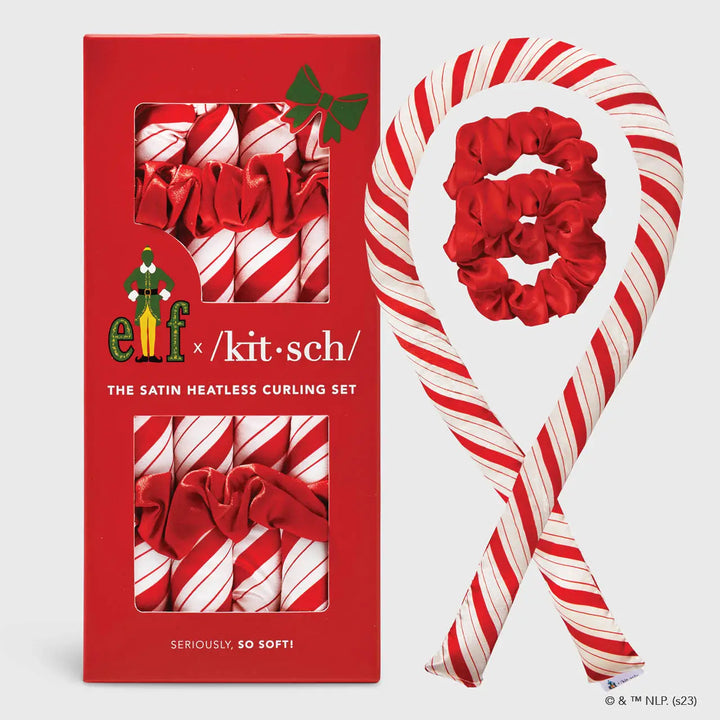 Elf X Kitsch Satin Heatless Set- Candy Cane (Ready to ship)