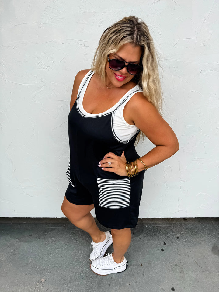 Taylor Stripe Pocket Romper (Ready to ship)