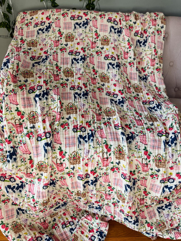 Strawberry Fields Daydream Blanket - Midsummer Stories Collection (Ready to ship)