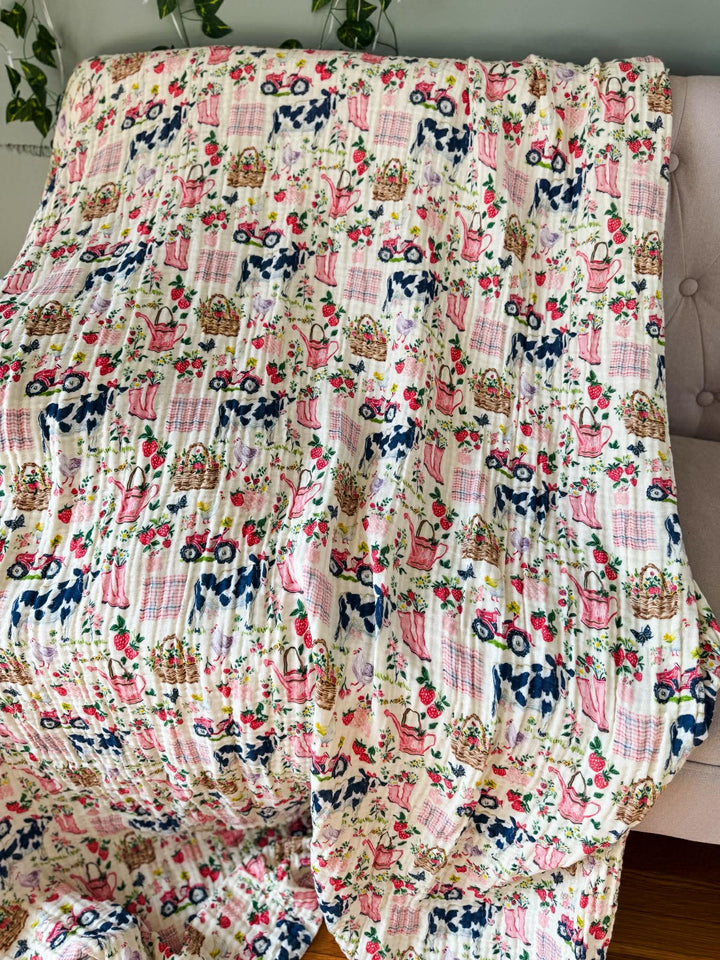 Strawberry Fields Daydream Blanket - Midsummer Stories Collection (Ready to ship)
