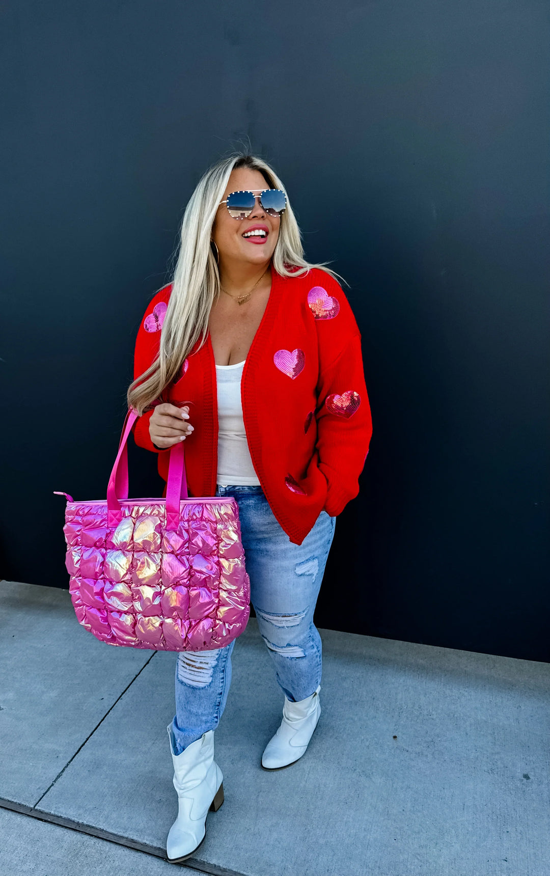 Be Mine Sequin Heart Cardigan in Three Colors (Ready to ship)