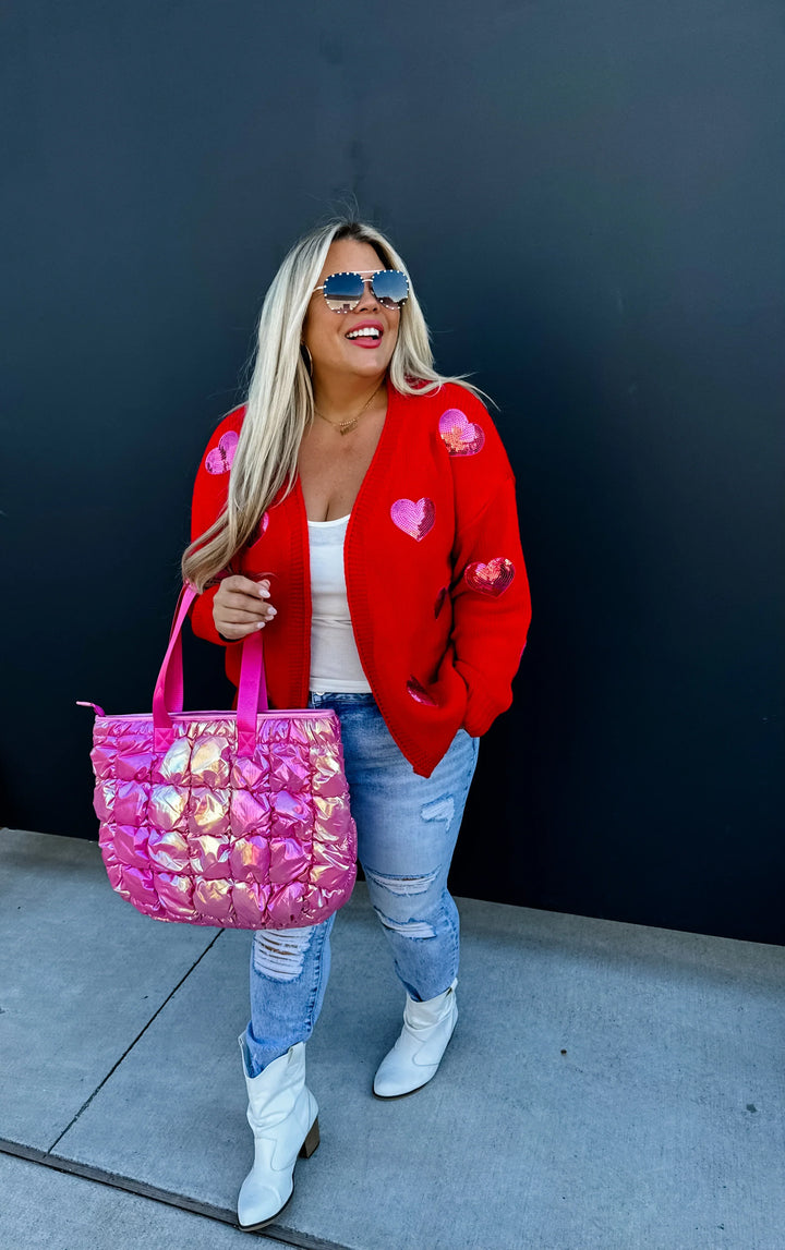 Be Mine Sequin Heart Cardigan in Three Colors (Ready to ship)