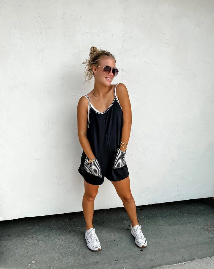 Taylor Stripe Pocket Romper (Ready to ship)