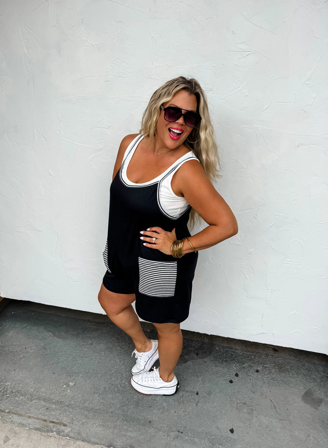 Taylor Stripe Pocket Romper (Ready to ship)