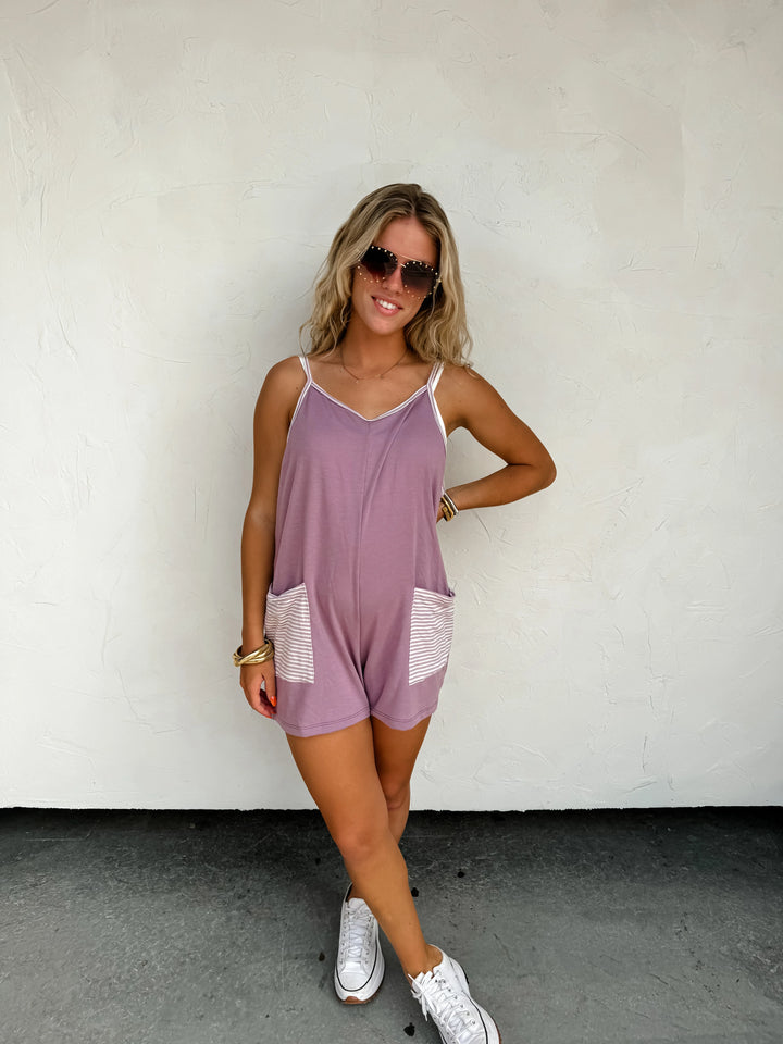 Taylor Stripe Pocket Romper (Ready to ship)