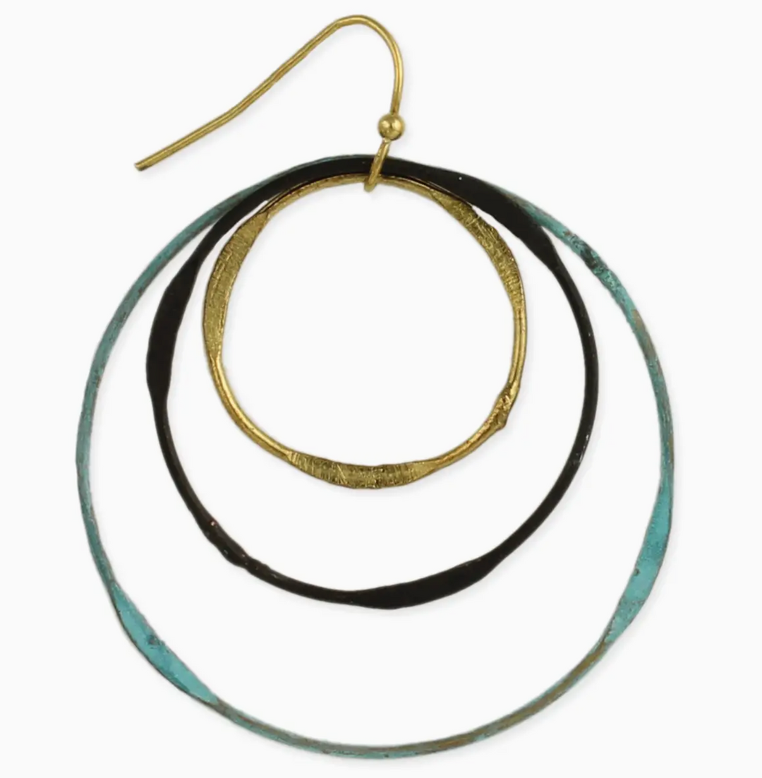 Vintage Patina Circles Round Earring (Ready To Ship)