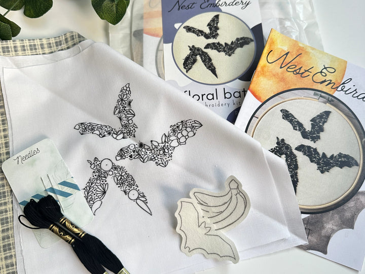 (Pre-Sale ETA: EARLY MAY) Floral Bat Embroidery Kit [EMBROIDERY KITS '25]